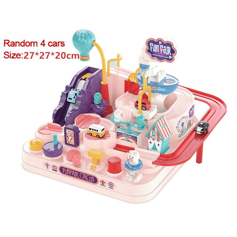 Adventure Parking Lot Car Track โ Interactive Rail Toy Set for Kids
