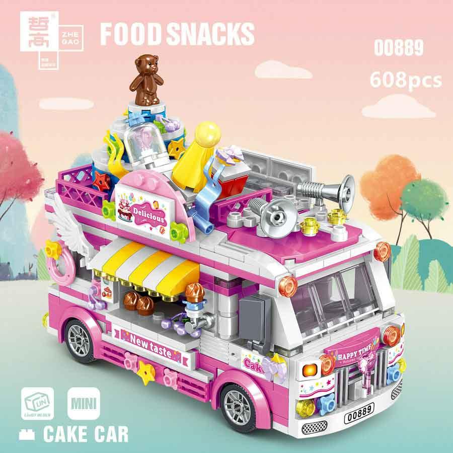 Cake Car Building Block toys Minifigures Food Trucks Fun for All over 500 Pieces