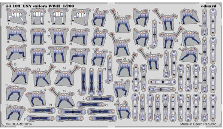 Eduard 53109 1/200 Ship- WWII USN Sailors (Painted Self Adhesive)
