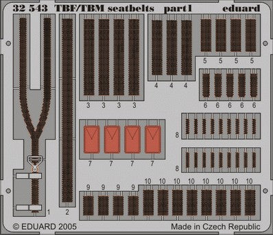 Eduard 32543 1/32 Aircraft- TBF/TBM Avenger Seatbelts for TSM (Painted)