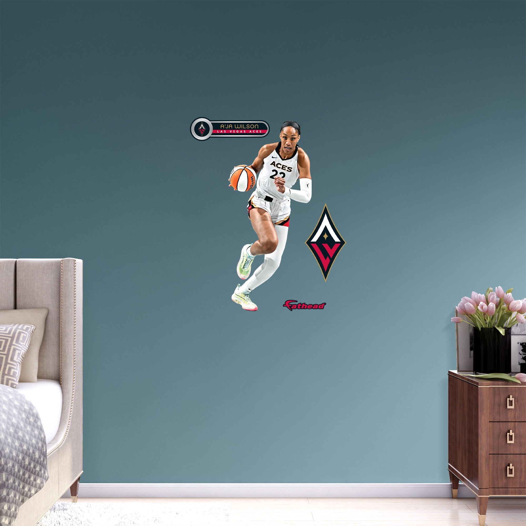 A'ja Wilson - RealBig Collection - Official WNBA - Las Vegas Aces - Reusable Vinyl Wall Decals