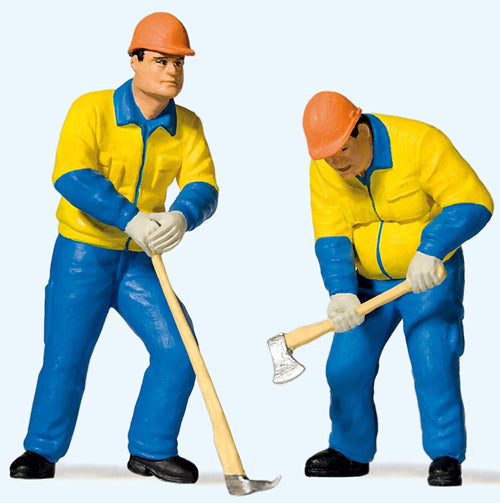 Preiser 44913 G Scale Modern Lumberjacks -- Set #2 (blue & yellow Uniforms) (2)