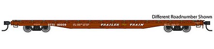 Walthers Mainline 910-5344 HO Scale 60' Pullman-Standard Flatcar - Ready to Run -- Trailer-Train OTTX #90147 (Farm Machinery Service; brown, yellow TT Logo)
