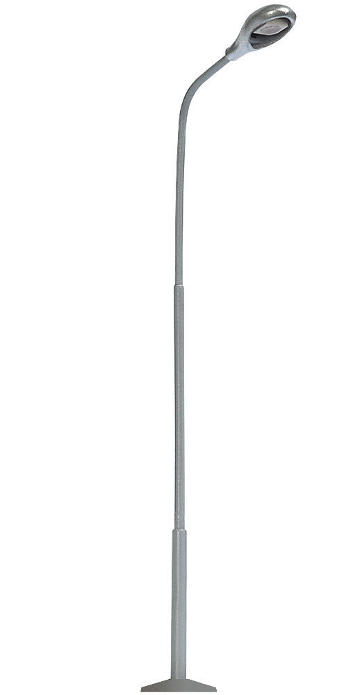 Busch 4155 HO Scale Metal-Mast Street Light w/White LED -- Silver - 3-1/2"