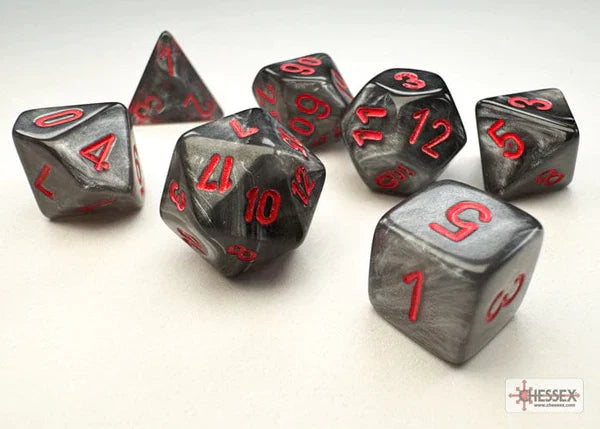 Chessex: Mini Polyhedral Dice set - Velvet - Black / Red