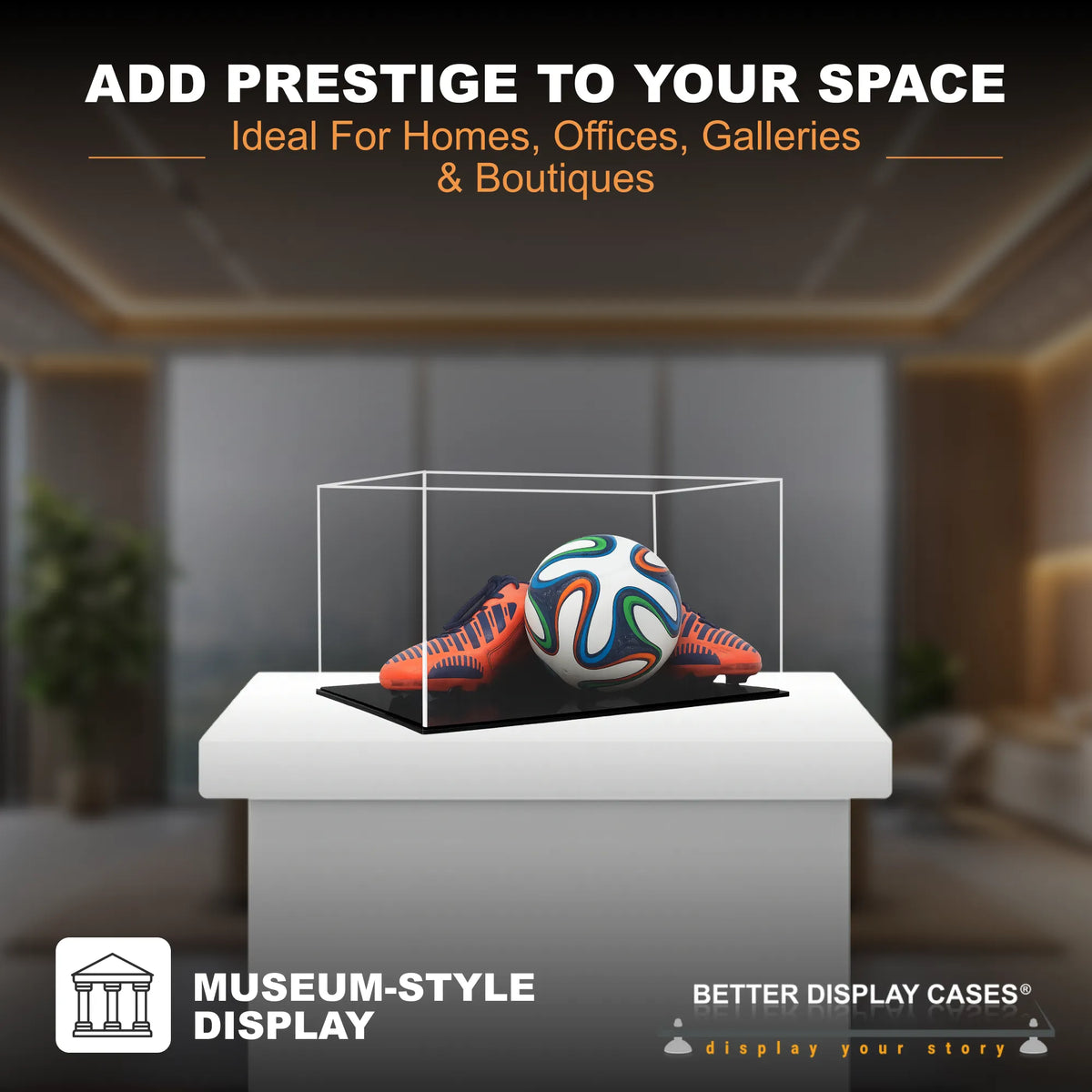Versatile Acrylic Display Cases with Double Sheet Base with Clear Case