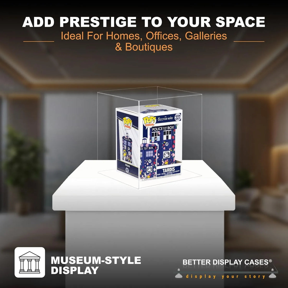 Versatile Acrylic Display Cases with Double Sheet Base with Clear Case