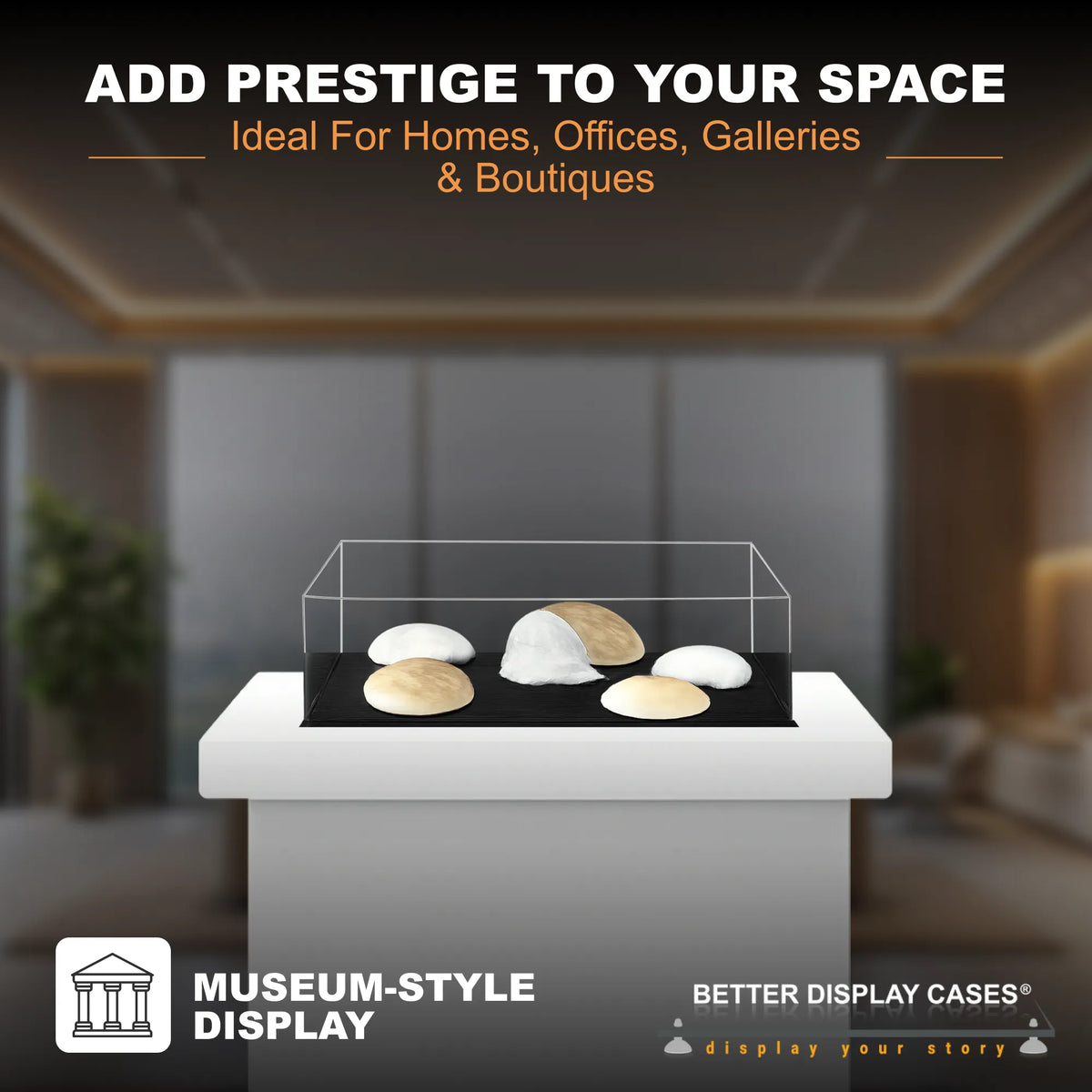 Versatile Acrylic Display Cases with Double Sheet Base with Clear Case