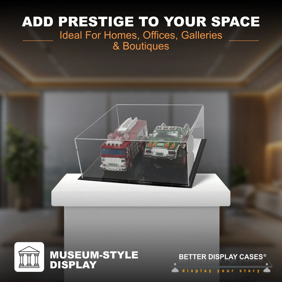 Versatile Acrylic Display Cases with Double Sheet Base with Clear Case