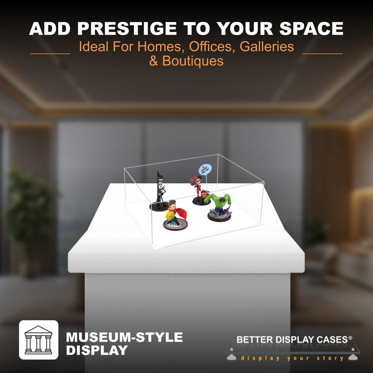 Versatile Acrylic Display Cases with Double Sheet Base with Clear Case