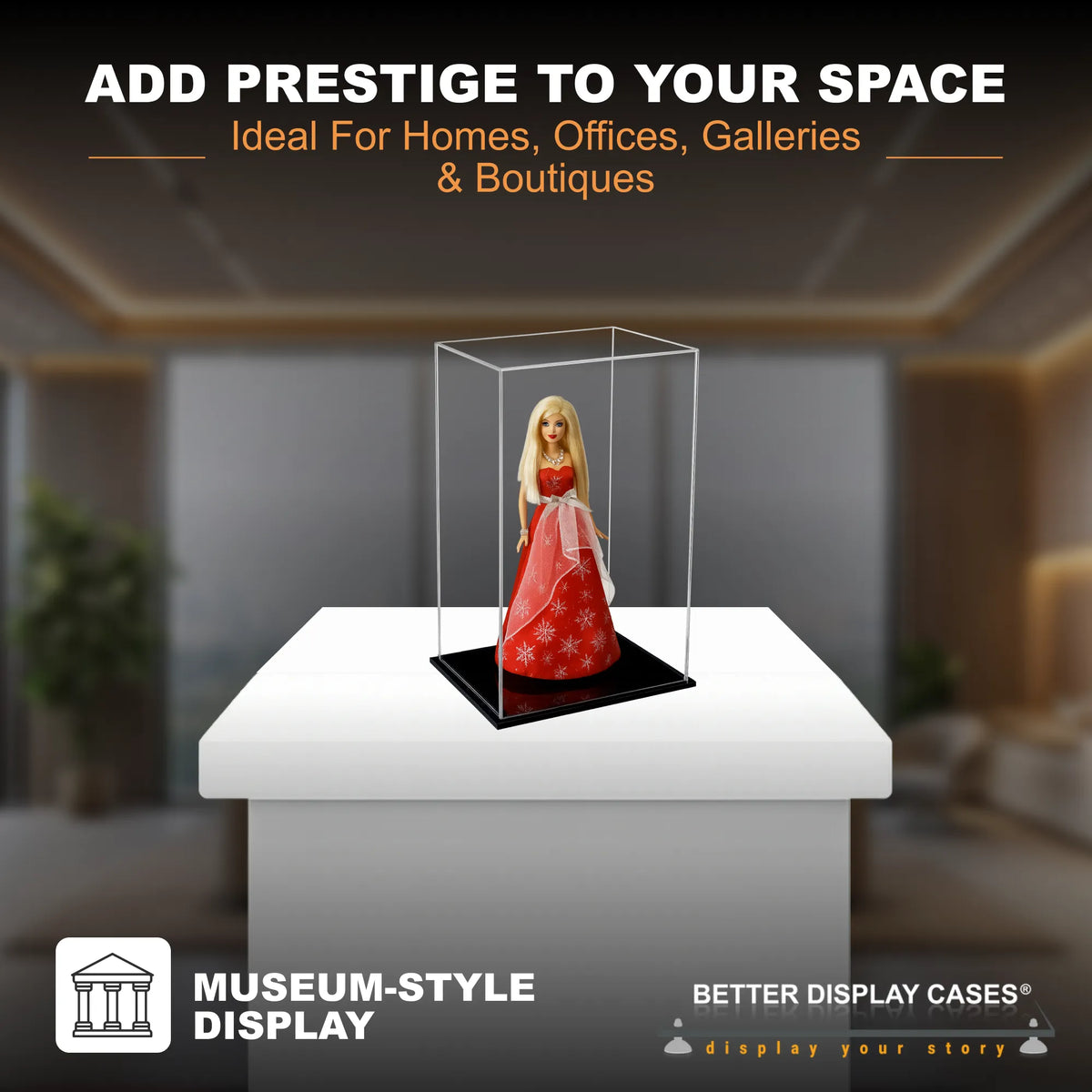 Versatile Acrylic Display Cases with Double Sheet Base with Clear Case