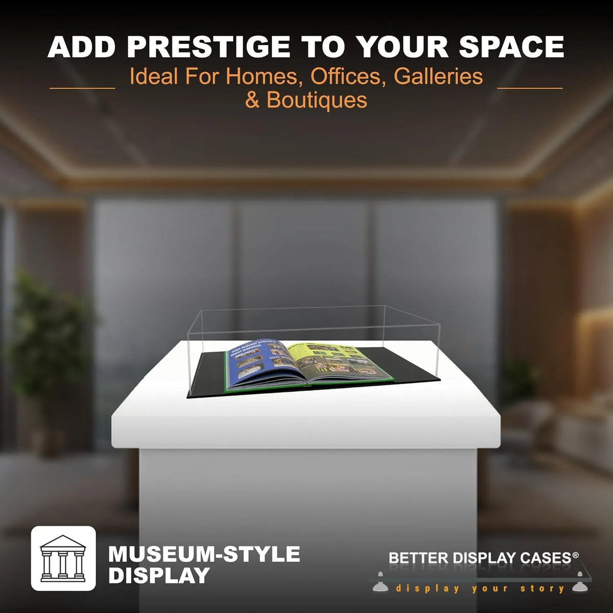 Versatile Acrylic Display Cases with Double Sheet Base with Clear Case