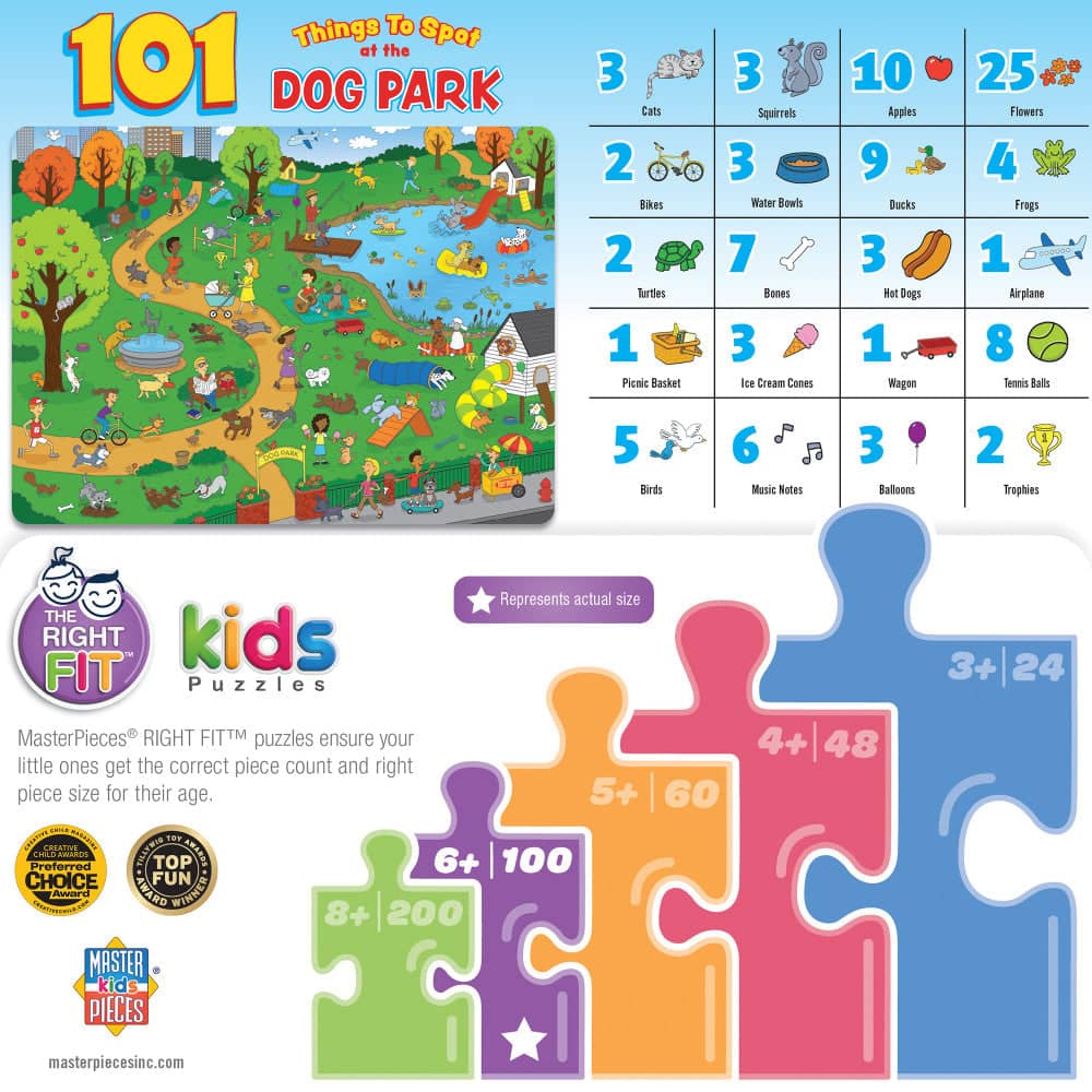 101 Things to Spot at the Dog Park 100 Piece Kids Jigsaw Puzzle