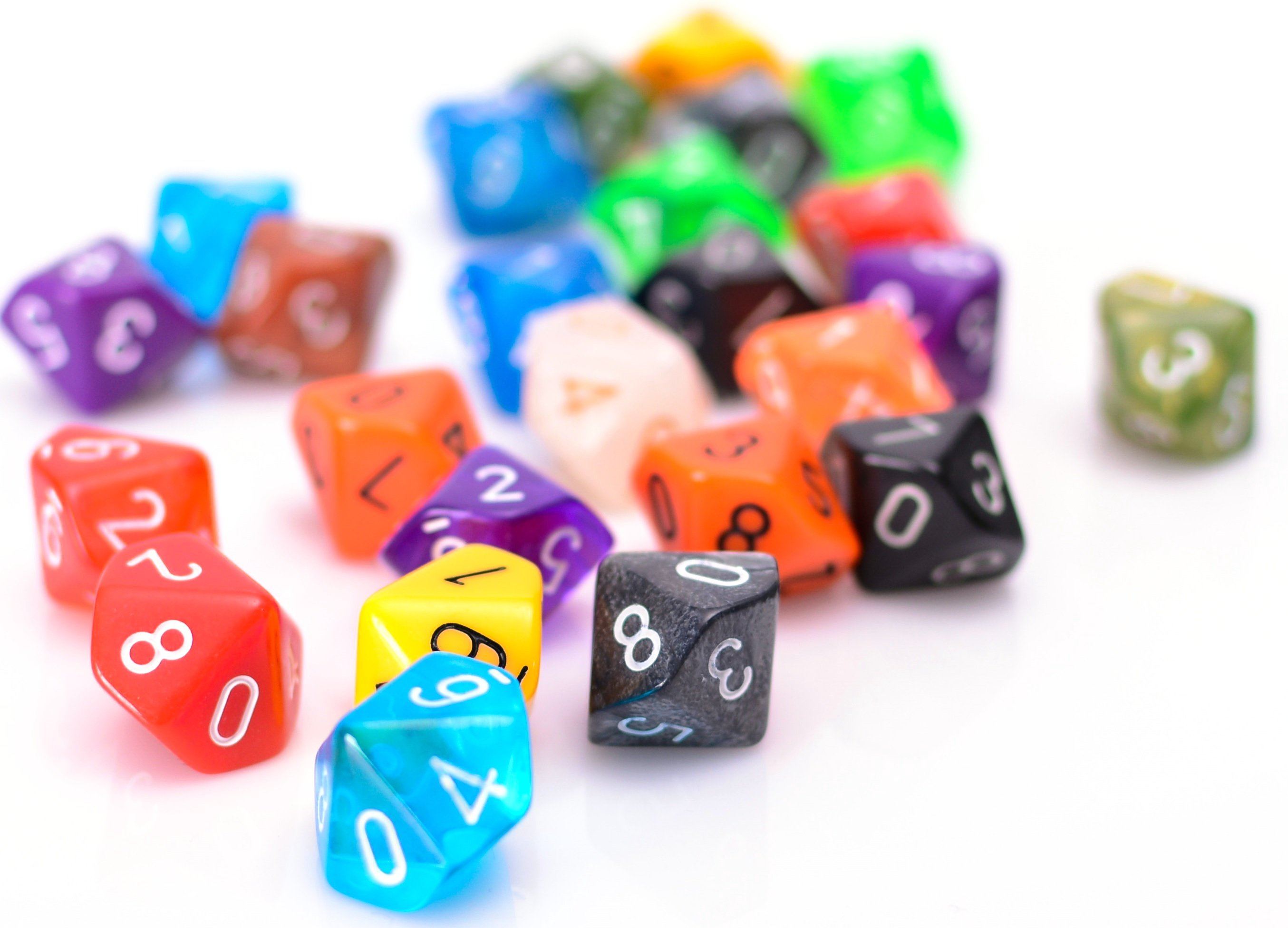 Bulk 10 Sided Dice | 25 Random D10s | Assorted Colors