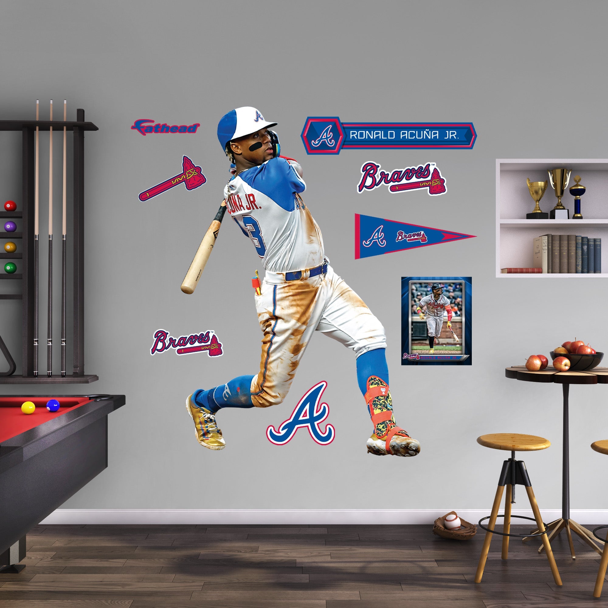 Ronald Acuña Jr. - RealBig City Connect Collection - Official MLB - Atlanta Braves - Reusable Vinyl Wall Decals