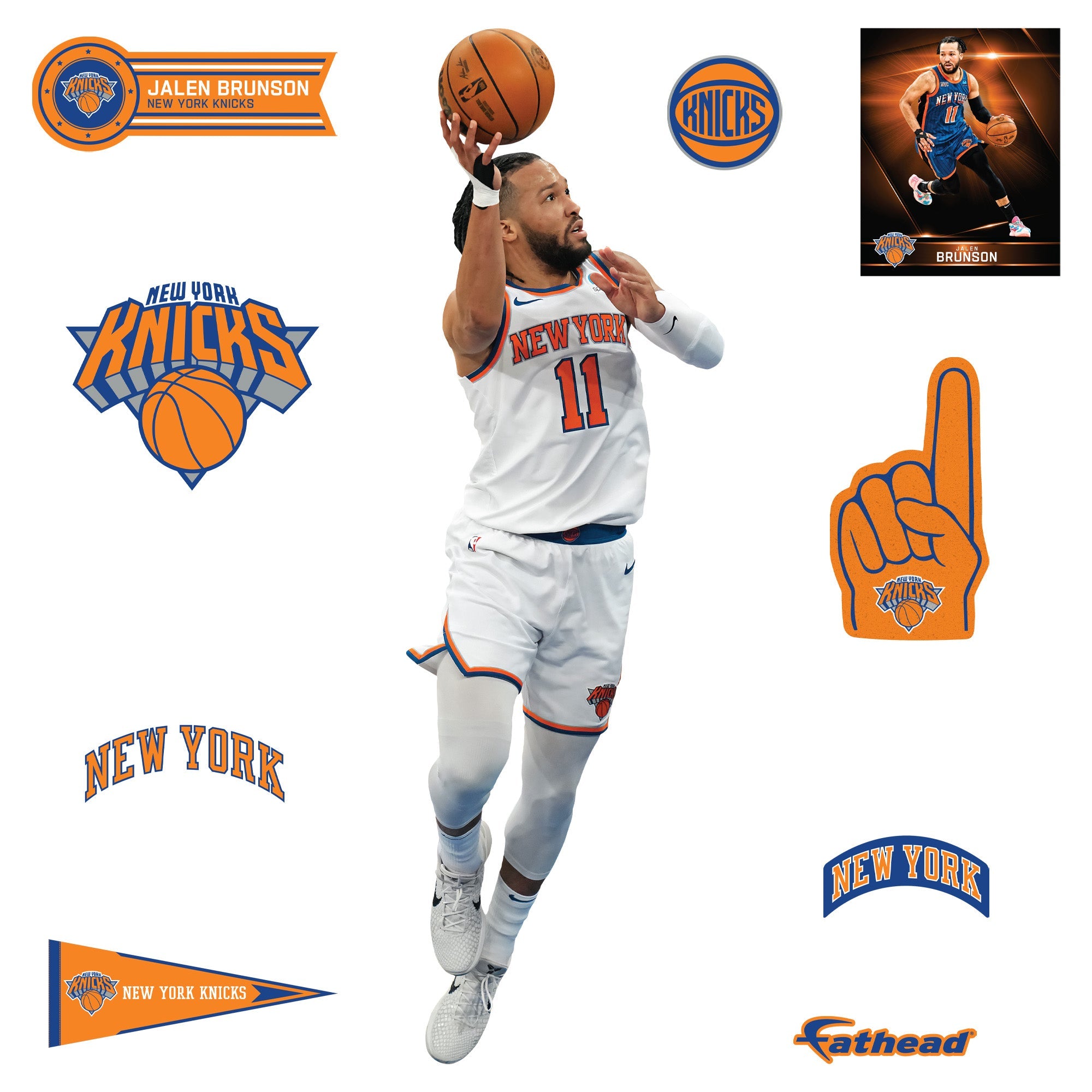 Jalen Brunson Floater - RealBig Collection - Official NBA - New York Knicks - Reusable Vinyl Wall Decals