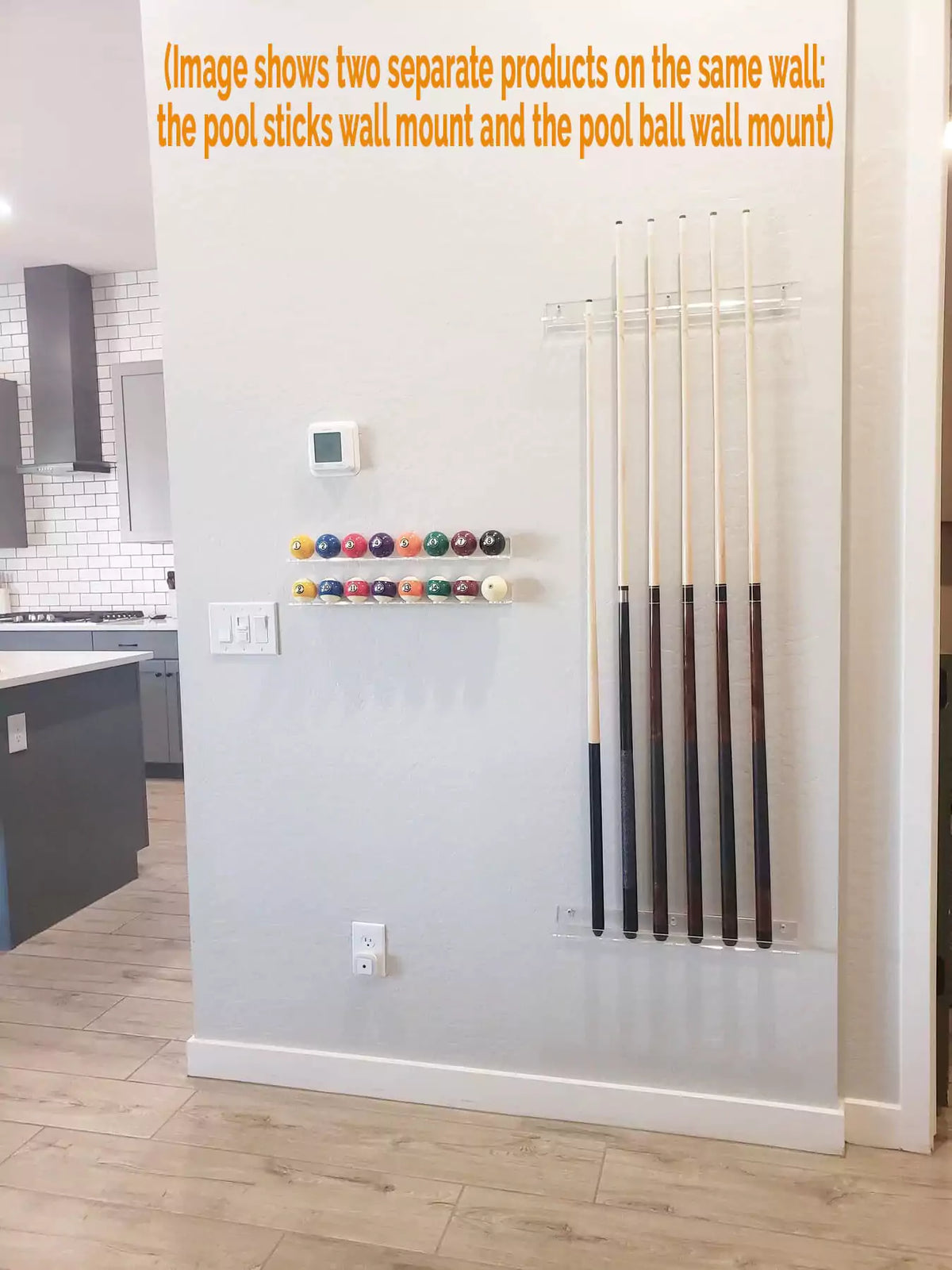 Acrylic Pool Cue Sticks or Pool Balls Holder, Shelf or Wall Mounts (A113/HD103)