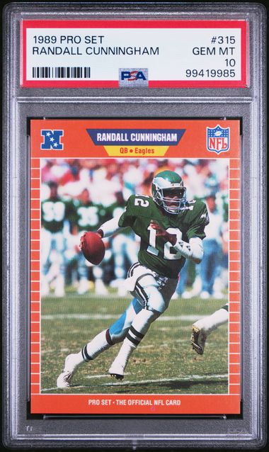 Graded 1989 Pro Set Randall Cunningham #315 Football Card PSA 10 Gem M