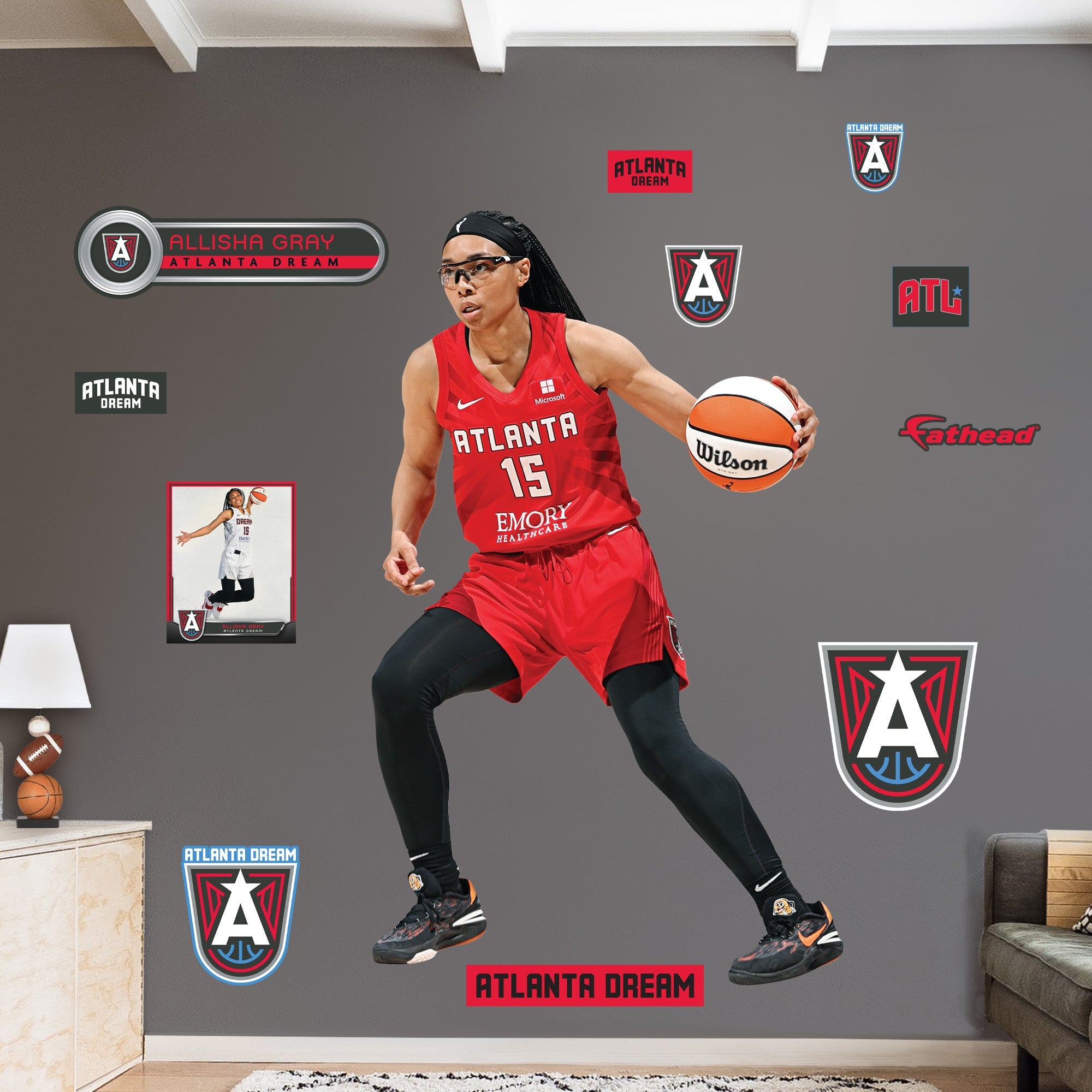 Allisha Gray - RealBig Collection - Official WNBA - Atlanta Dream - Reusable Vinyl Wall Decals