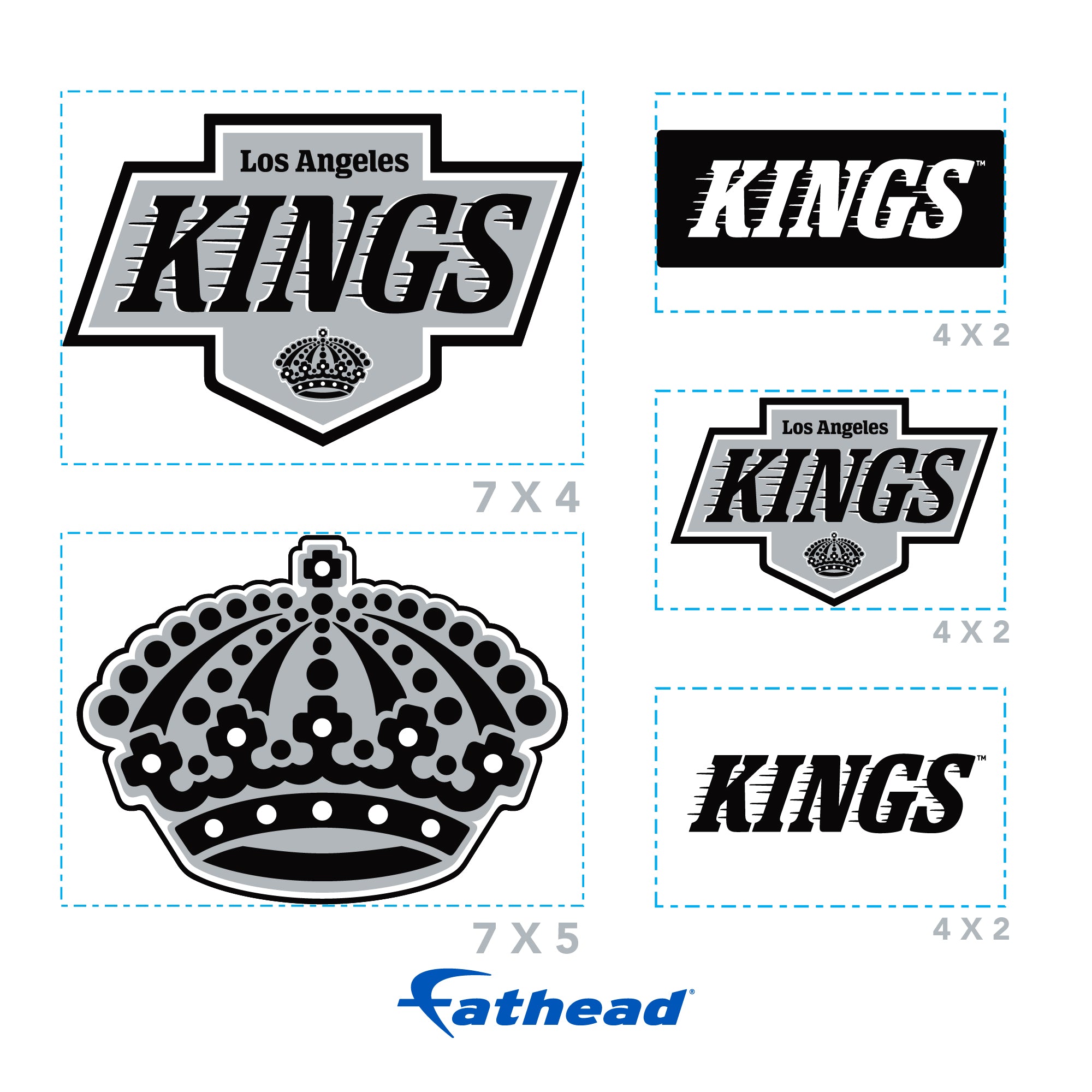 Los Angeles Kings - 5 Logo Minis (Mixed Sizes) - Official NHL - Reusable Vinyl Decals #2
