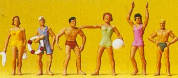Preiser 10070 HO Scale Recreation & Sports -- Standing Swimmers pkg(6)