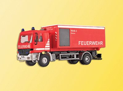 Kibri 18256 HO Scale Mercedes-Benz Actros AC Charger w/Roll-Off Respiratory Container - Kit -- Fire Department