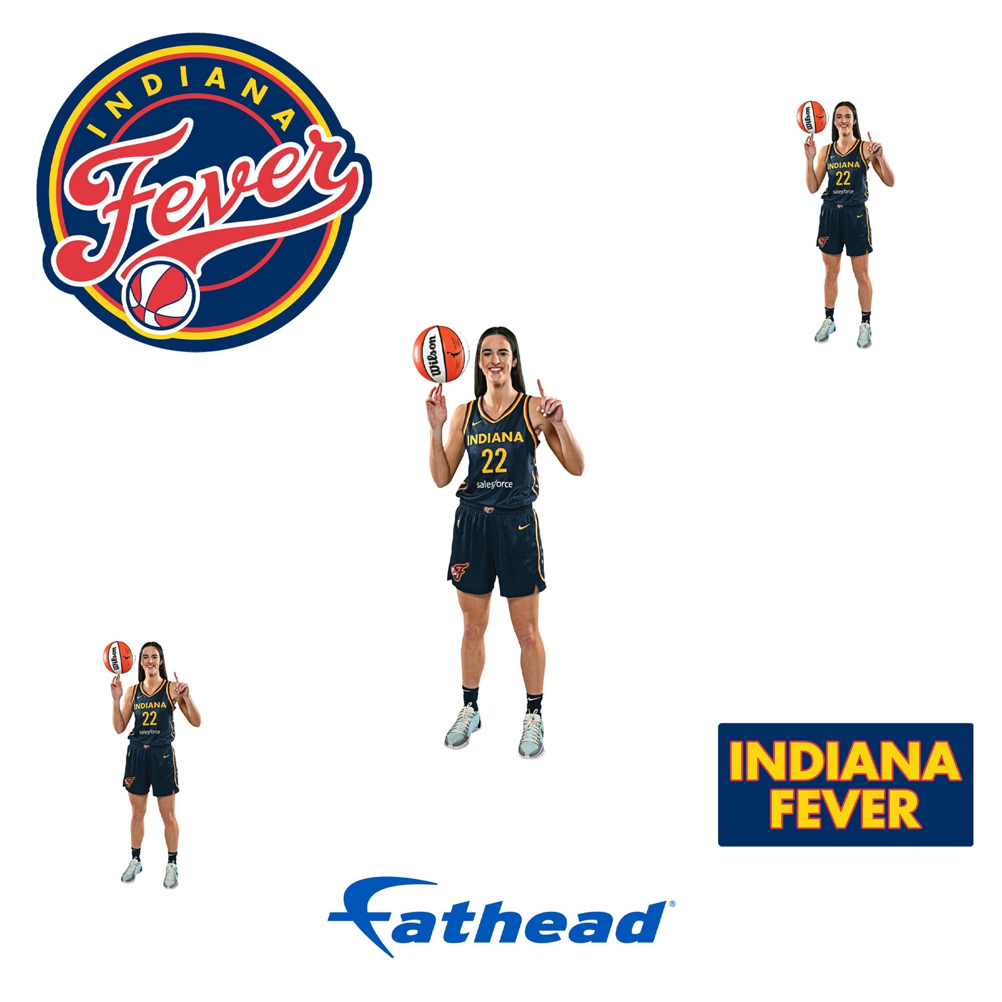 Caitlin Clark - 2 Minis (Mixed Sizes) - Official WNBA - Indiana Fever - Reusable Vinyl Decals