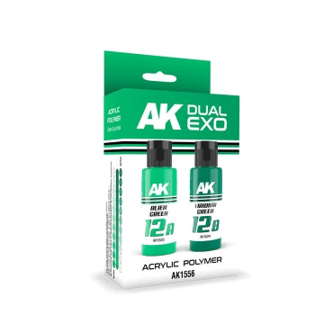 AK Interactive 1556 Dual Exo: Alien Green & Viridian Green Acrylic Paint Set 60m