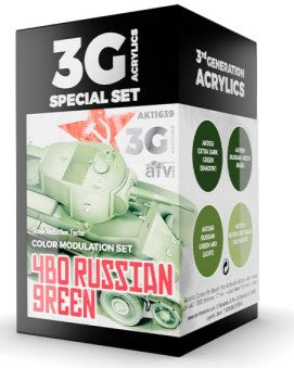 AK Interactive 11639 Modulation Series: 4BO Russian Green 3G Acrylic Paint Set (