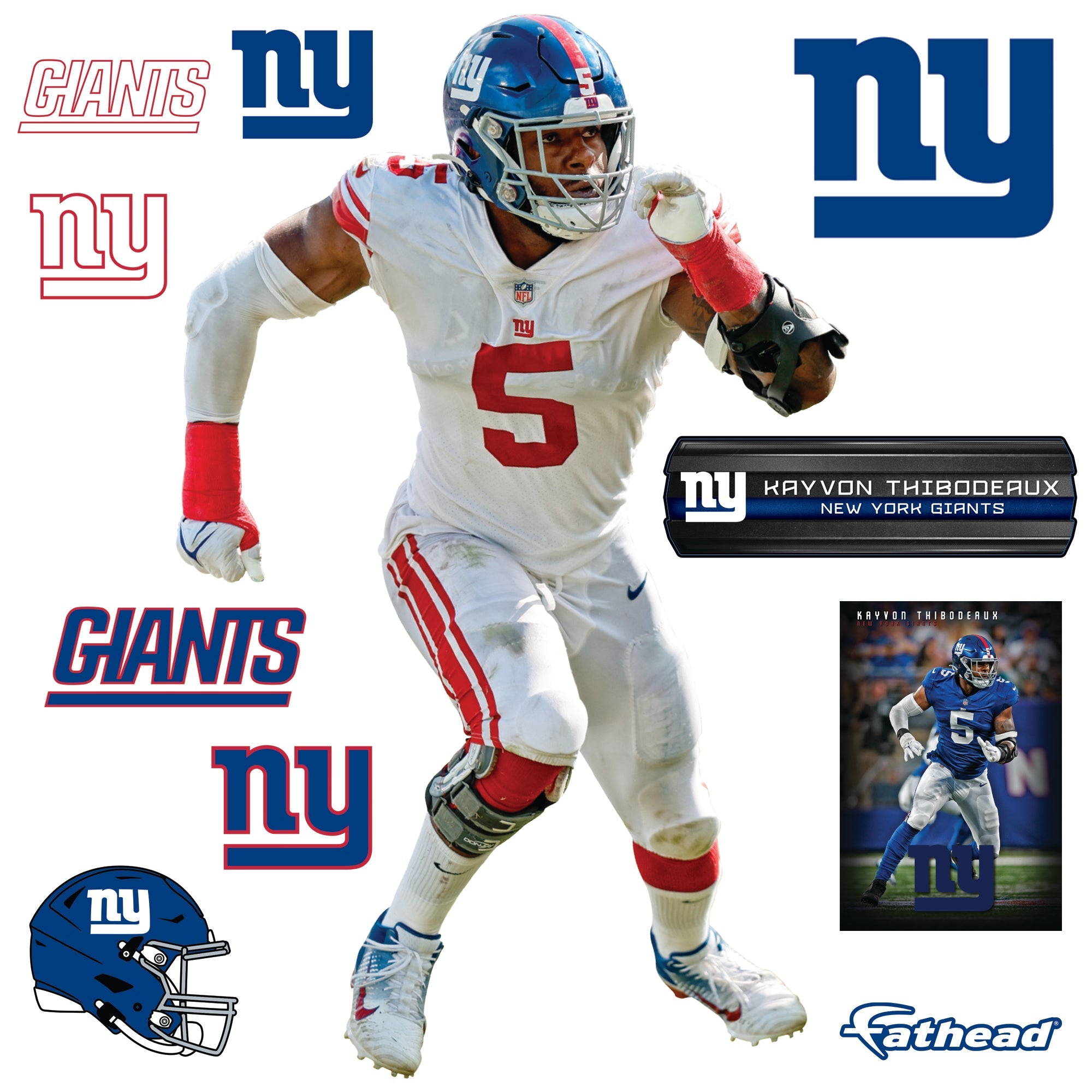Kayvon Thibodeaux - RealBig Collection - Official NFL - New York Giants - Reusable Vinyl Wall Decals