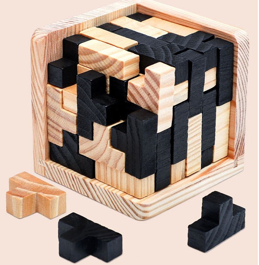 Wooden Kongming Lock Puzzle – Brain Teaser Luban Lock Educational Toy