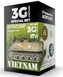 AK Interactive 11659 AFV Series: Vietnam 3G Acrylic Paint Set (3 Colors) 17ml Bo