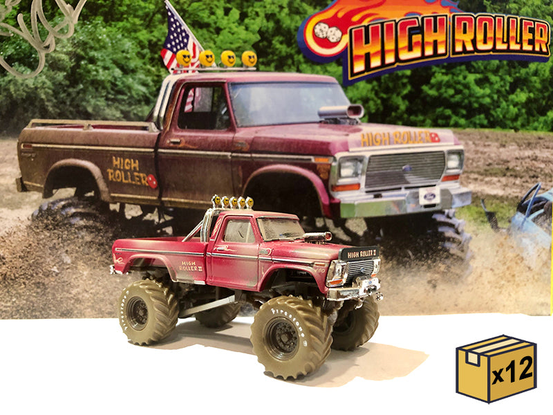 Greenlight 51260-CASE 1/64 Scale High Roller Ii 1979 Ford F-350 Monster Truck