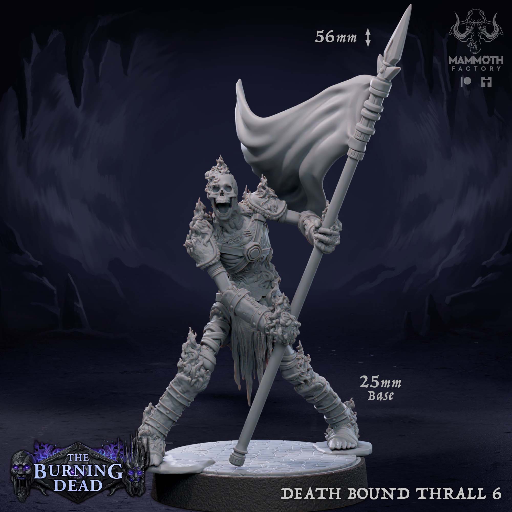 Death Bound Thrall: Sculpt 6 (Skeleton Bannerman, Regular or On Fire)