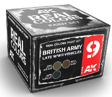 AK Interactive RCS9 Real Colors: British Army Late WWII Vehicles Acrylic Lacquer Paint Set (3) 10ml Bottles