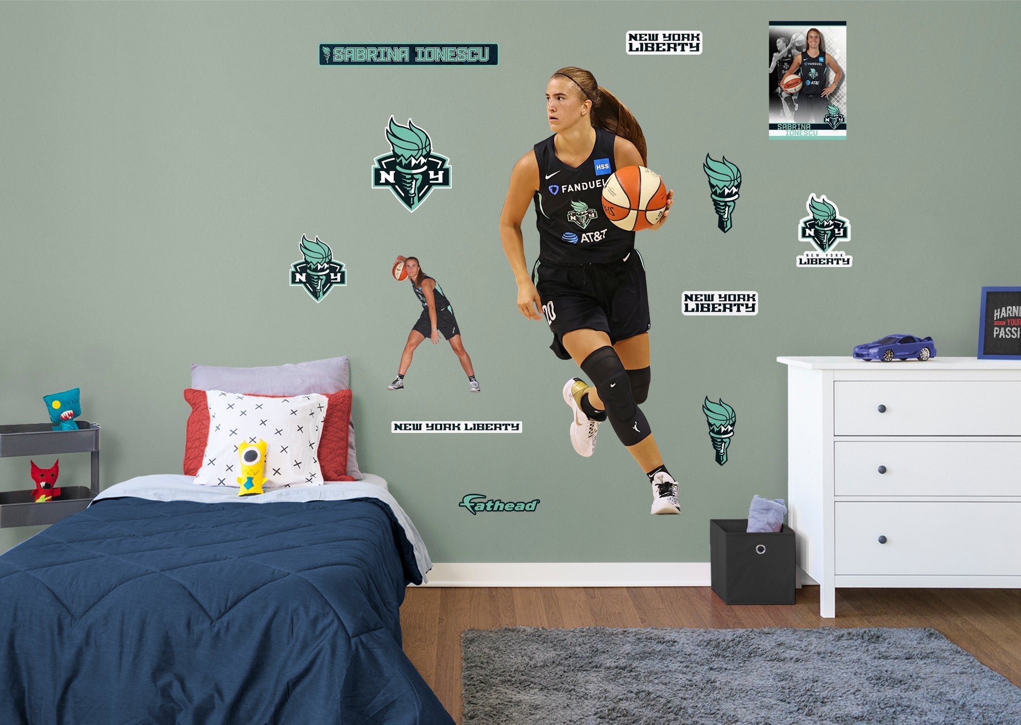 Sabrina Ionescu - RealBig Collection - Official WNBA - New York Liberty - Reusable Vinyl Wall Decals