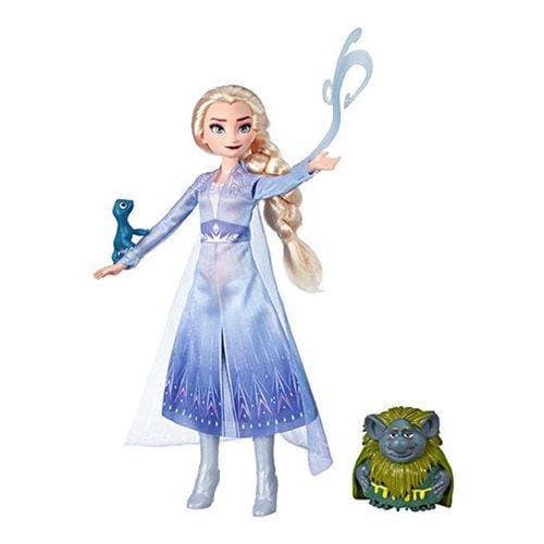 Disney Frozen 2 Elsa Fashion Doll In Travel Outfit with Pabbie and Salamander Figures