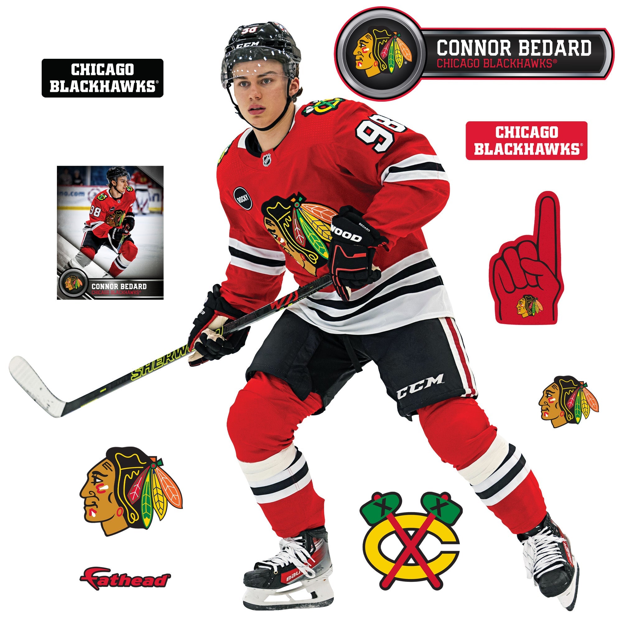Connor Bedard - RealBig Collection - Official NHL - Chicago Blackhawks - Reusable Vinyl Wall Decals