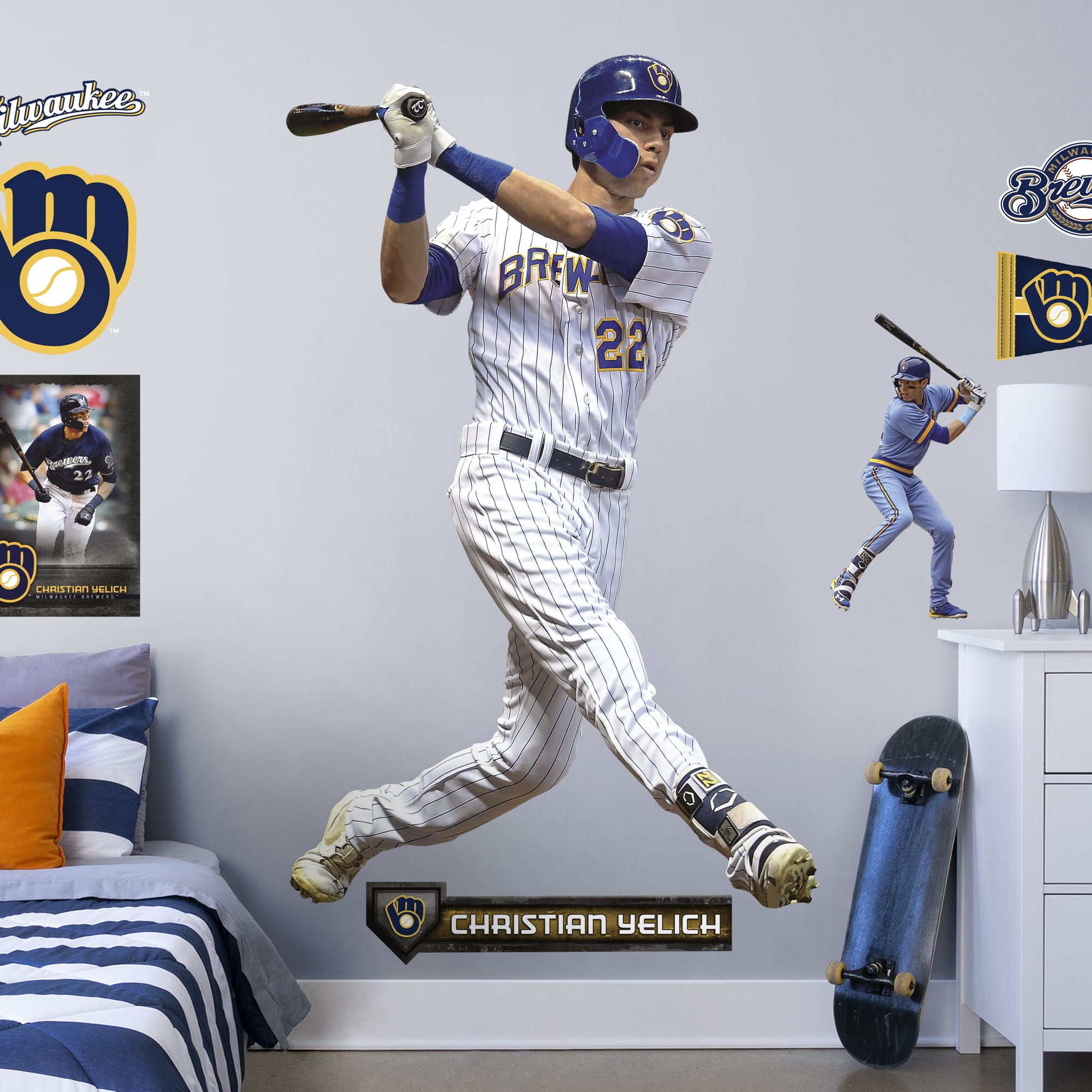 Christian Yelich - RealBig Collection - Official MLB - Milwaukee Brewers - Reusable Vinyl Wall Decals #1