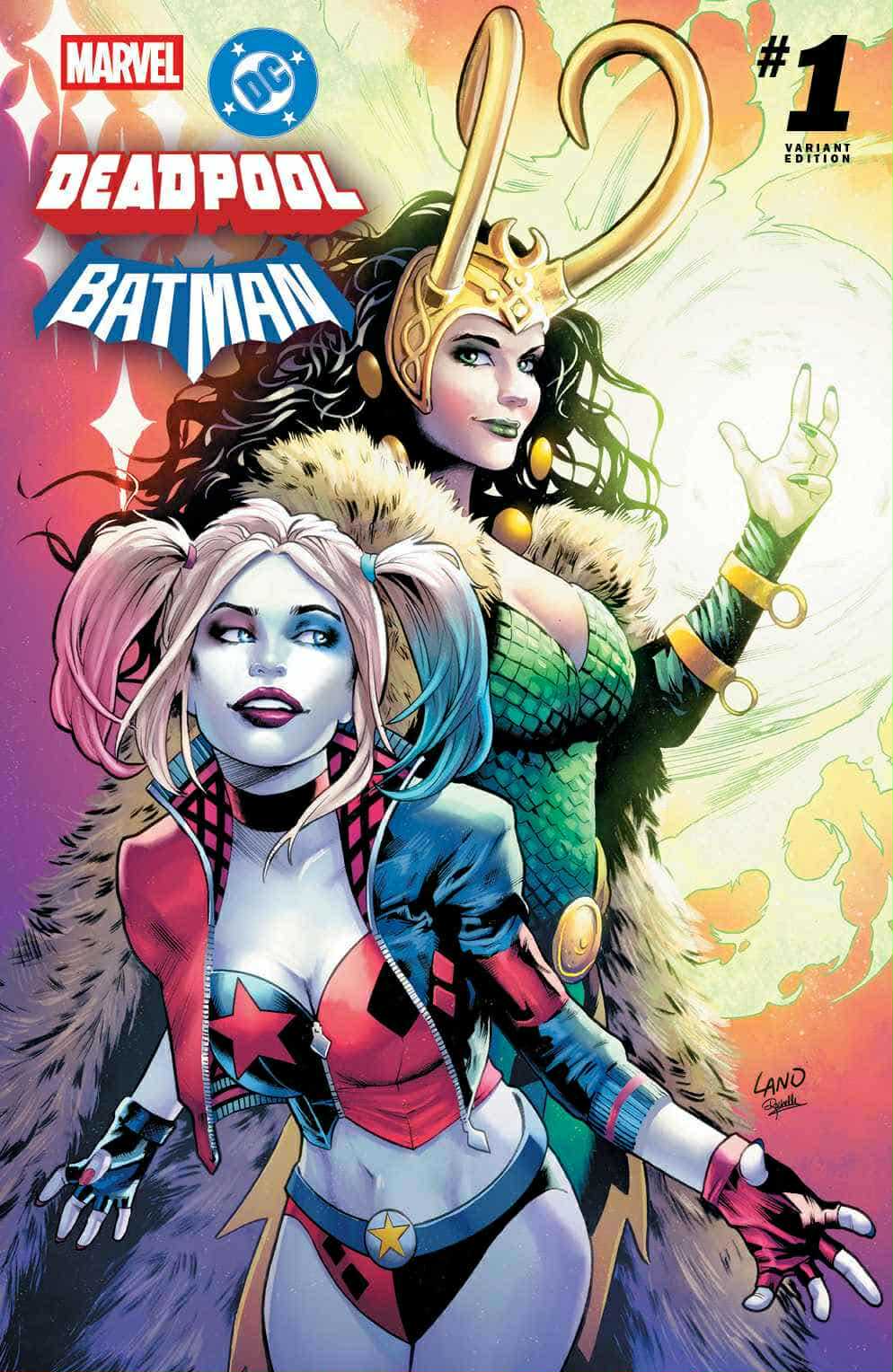 MARVEL DC: DEADPOOL BATMAN #1 GREG LAND EXCLUSIVE VAR HARLEY QUINN LADY  LOKI [09/24/2025], image size:994x1528