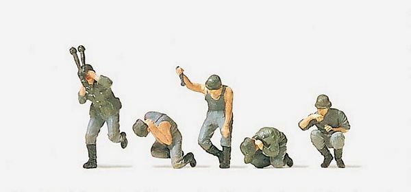 Preiser 16540 HO Scale Military - German Army WWII Unpainted Figures Mortar Crew