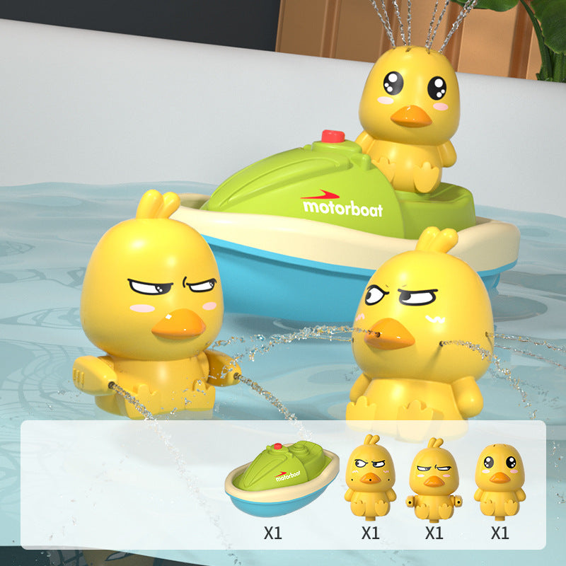 Baby Bath Toys – Cute Water Spray Duck with Shower and Boat