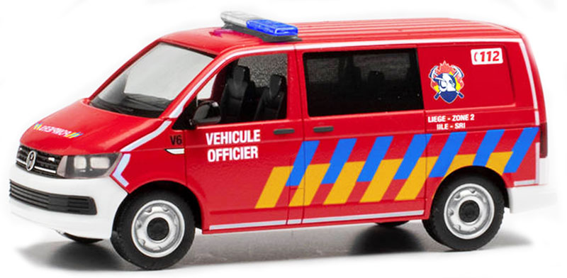 Herpa 96287 1/87 Scale Liege Fire Department - Volkswagen T6 Half Bus
