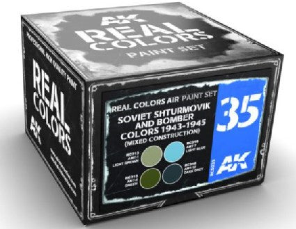 AK Interactive RCS35 Real Colors: Soviet Sturmovik & Bomber 1943-1945 Acrylic Lacquer Paint Set (4) 10ml Bottles