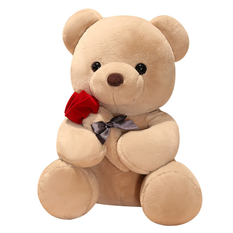 Plush Rose Teddy Bear – Soft Stuffed Animal Pillow Doll