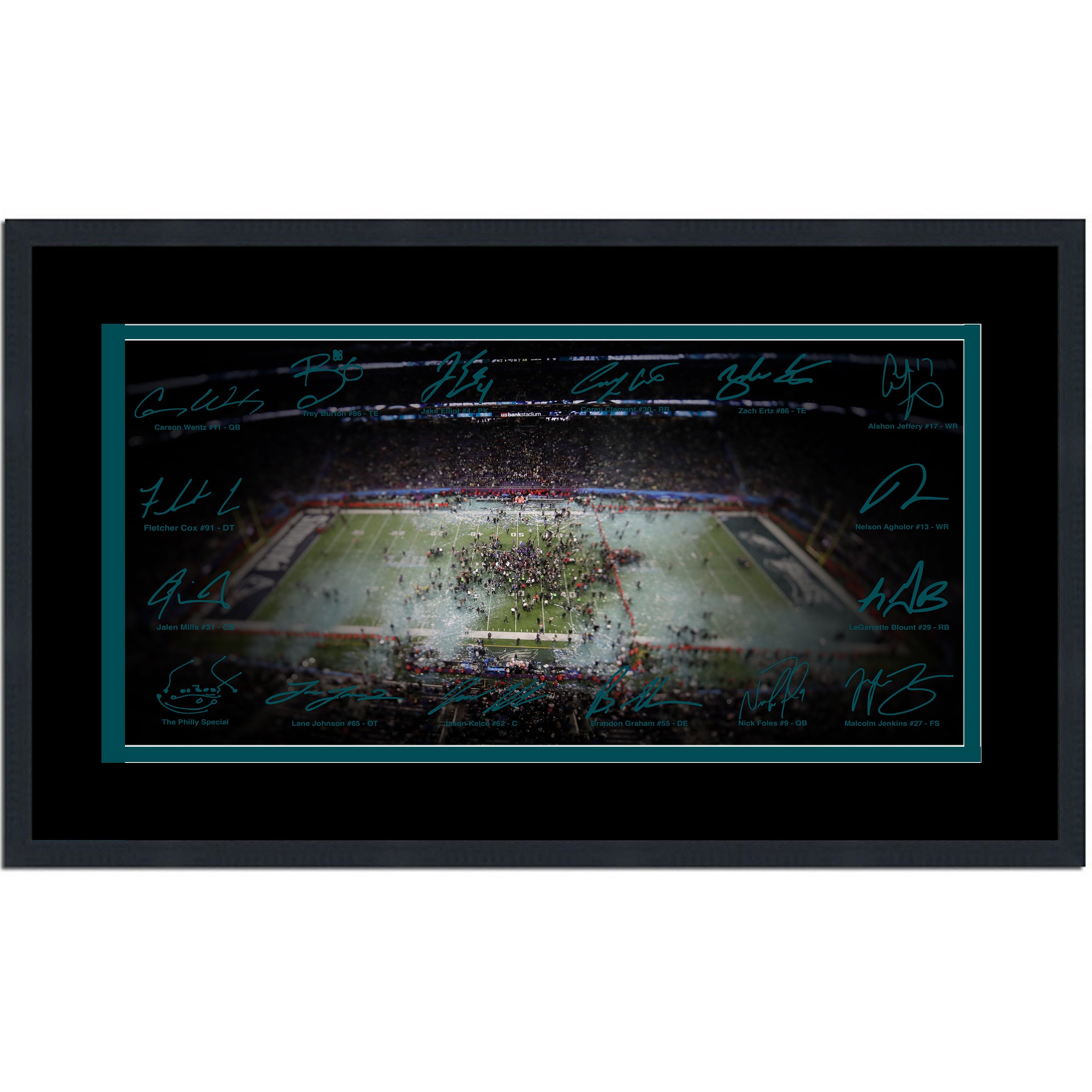 Framed Philadelphia Eagles Super Bowl LII Champions Facsimile Signature Team Auto 16x24 Football Photo