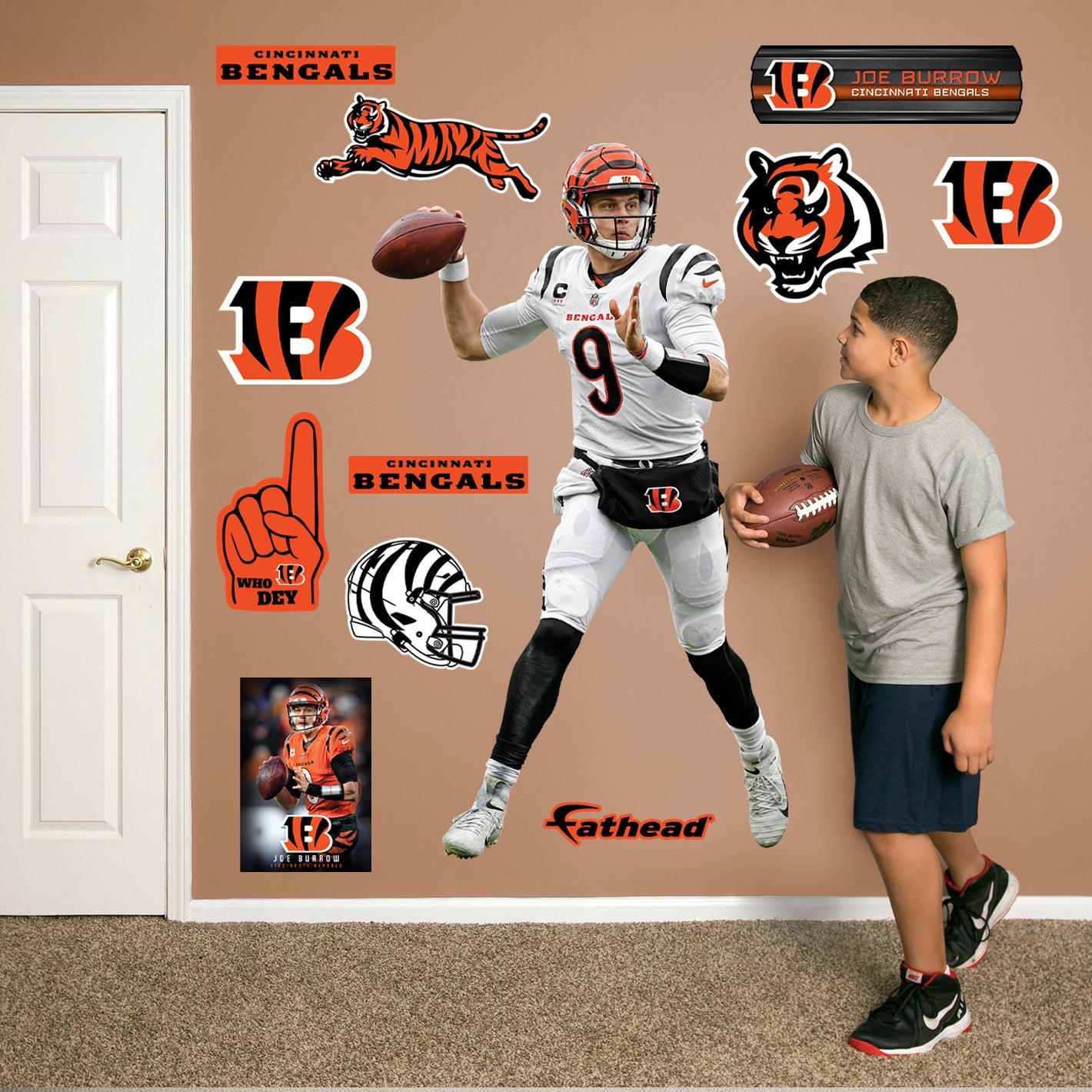 Joe Burrow - RealBig Pass Collection - Official NFL - Cincinnati Bengals - Reusable Vinyl Wall Decals