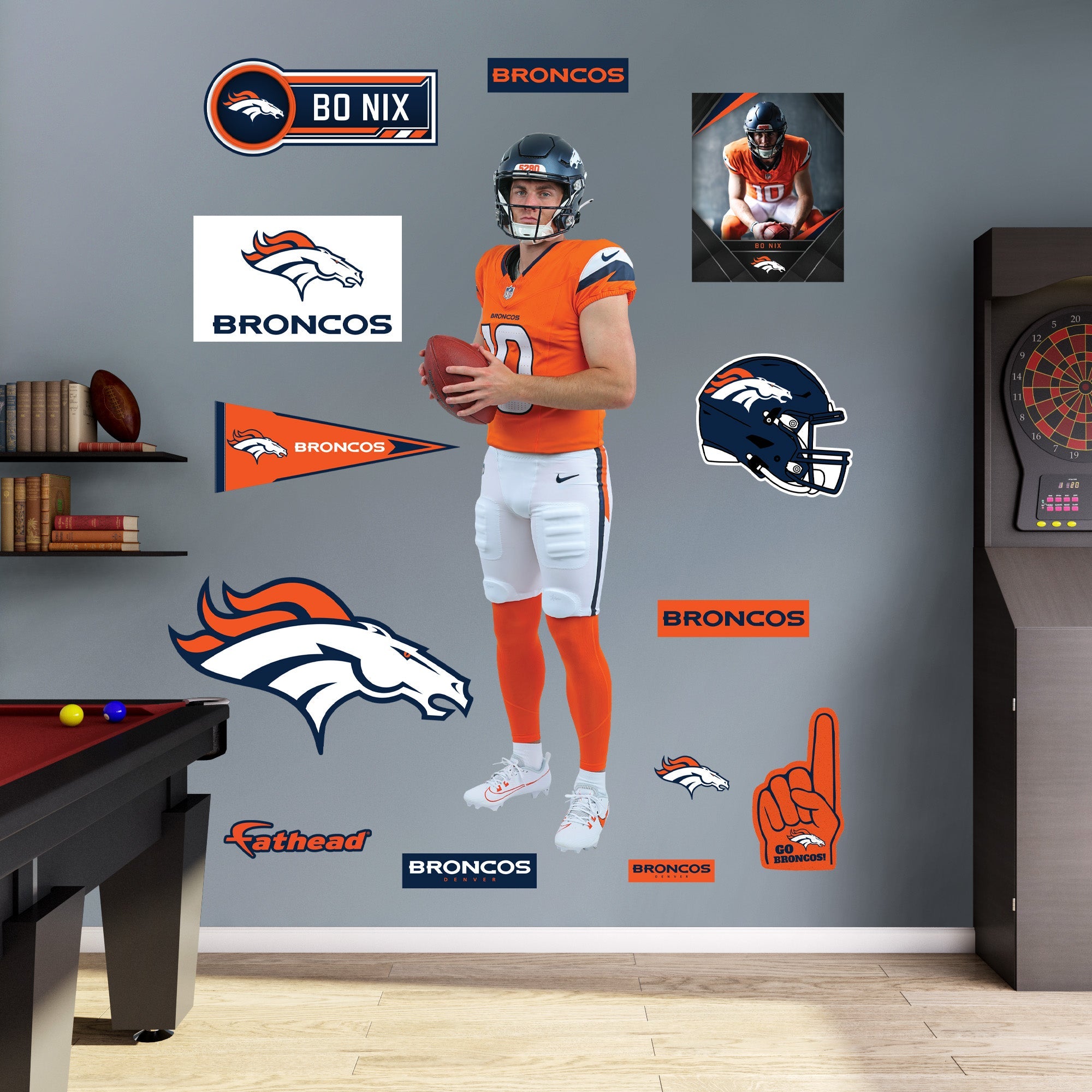 Bo Nix - RealBig Preseason Collection - Official NFL - Denver Broncos - Reusable Vinyl Wall Decals