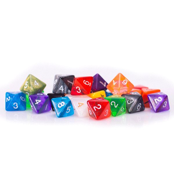 8 Sided Dice | 25 Count Assorted Multi Colored D8s