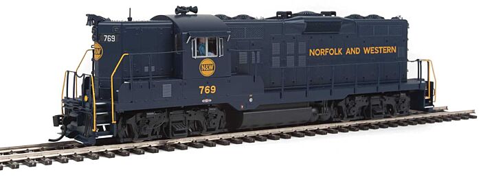 Walthers Proto 49705 HO Scale EMD GP9 Phase II High Short Hood - Standard DC -- Norfolk & Western #769 (blue, yellow)
